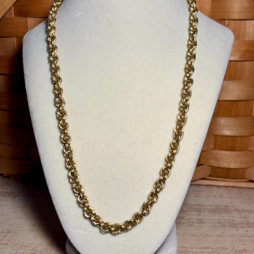 Gold Tone Rope Chain Necklace Vintage Classic Layering Chain